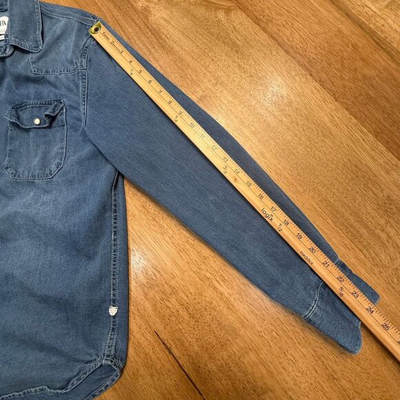 Women’s Denim Pearl Snap Cowboy Western Dark Wash Medium Zara - Picture 4 of 12